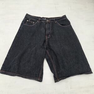 Red Ape Shorts Mens 38 Blue Denim Y2K Baggy Skater Hip Hop Embroidered READ